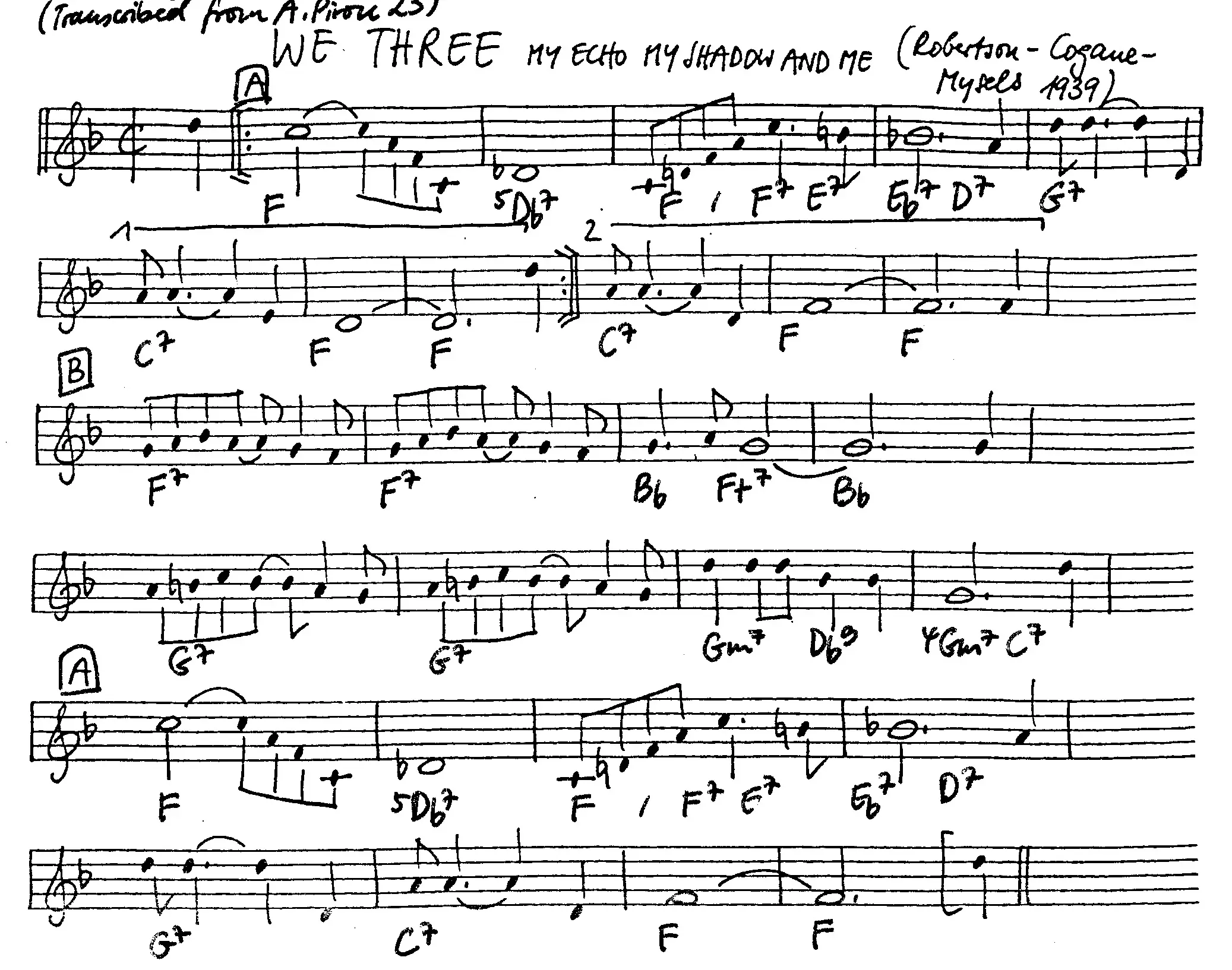 we three free jazz leadsheet - Courtesy of the Jungle Jazz Band